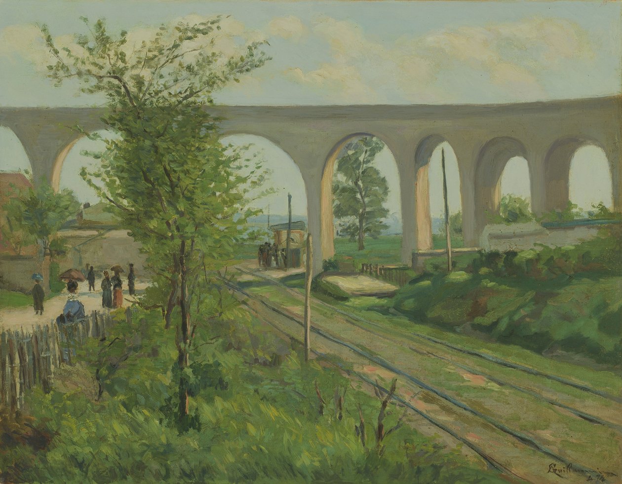 Arcueil-akvædukten ved Sceaux Railroad Crossing, 1874 af Jean Baptiste Armand Guillaumin
