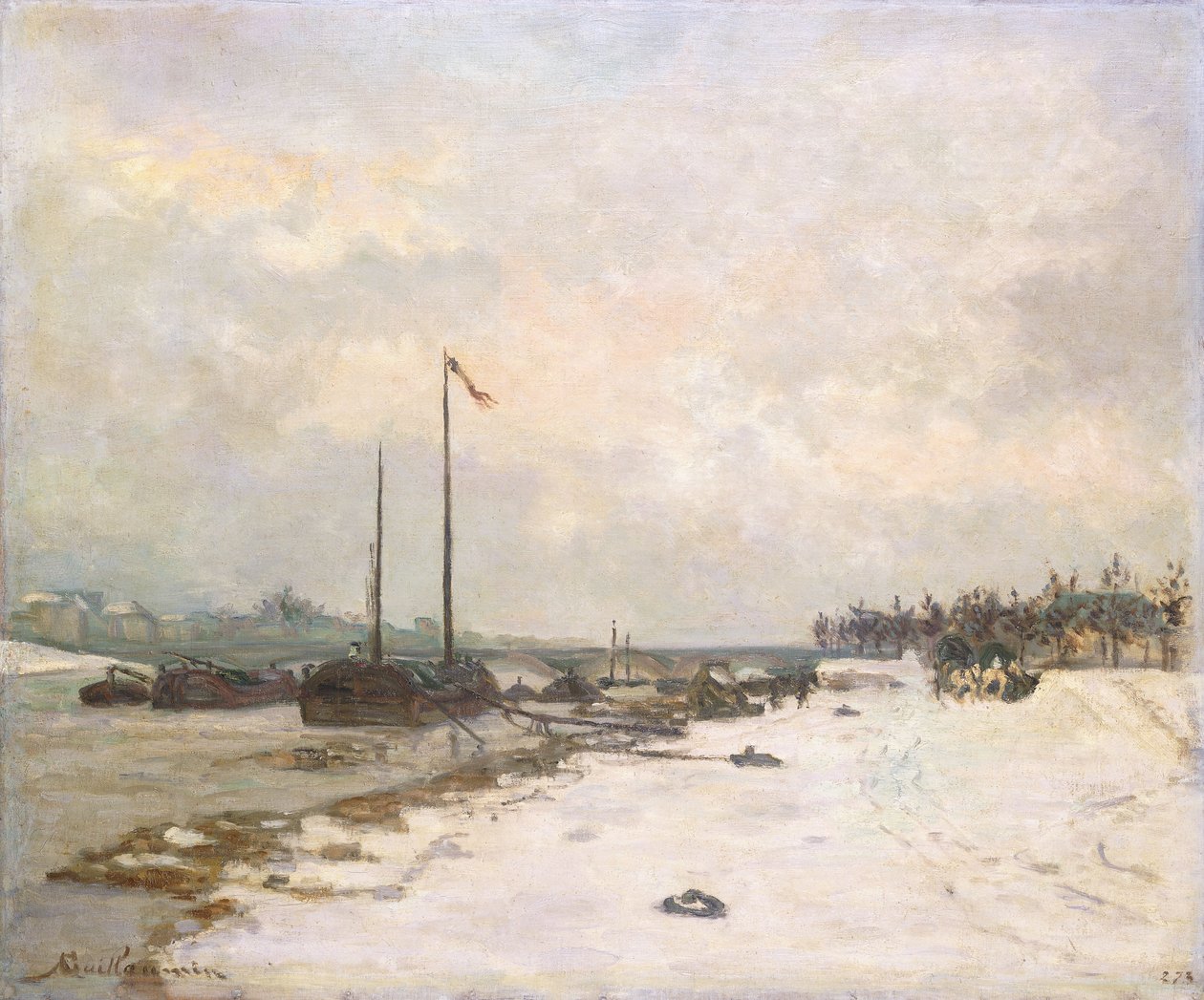 Seinen Kaj i Omegnen af ​​Paris; Kajer ved Seinen omkring Paris, 1873 af Jean Baptiste Armand Guillaumin