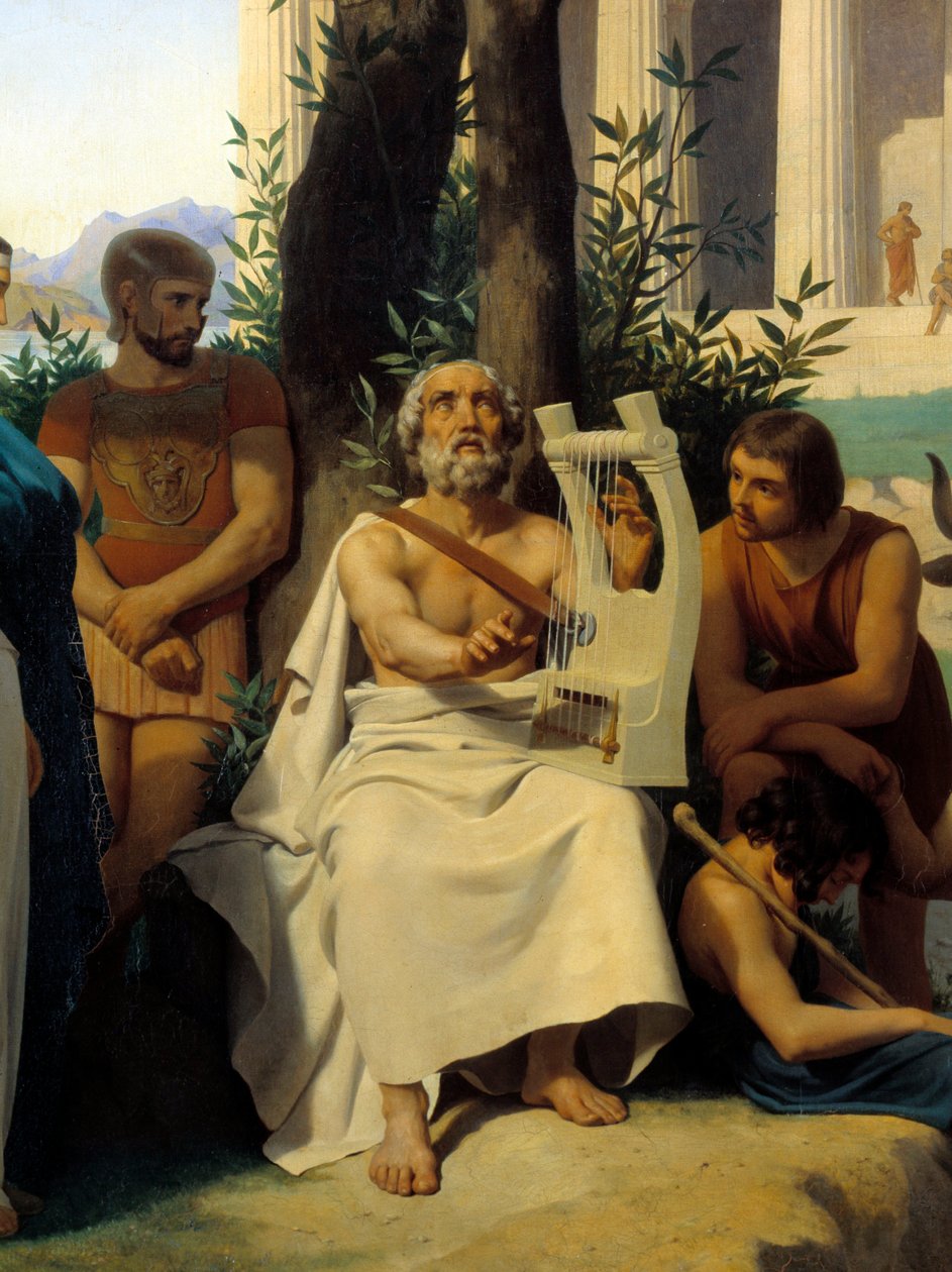 Homere, græsk digter fra det 9. århundrede f.Kr. Detalje af maleri af Jean-Baptiste Auguste Leloir (1809-1892) Musee du Louvre. af Jean Baptiste Auguste Leloir