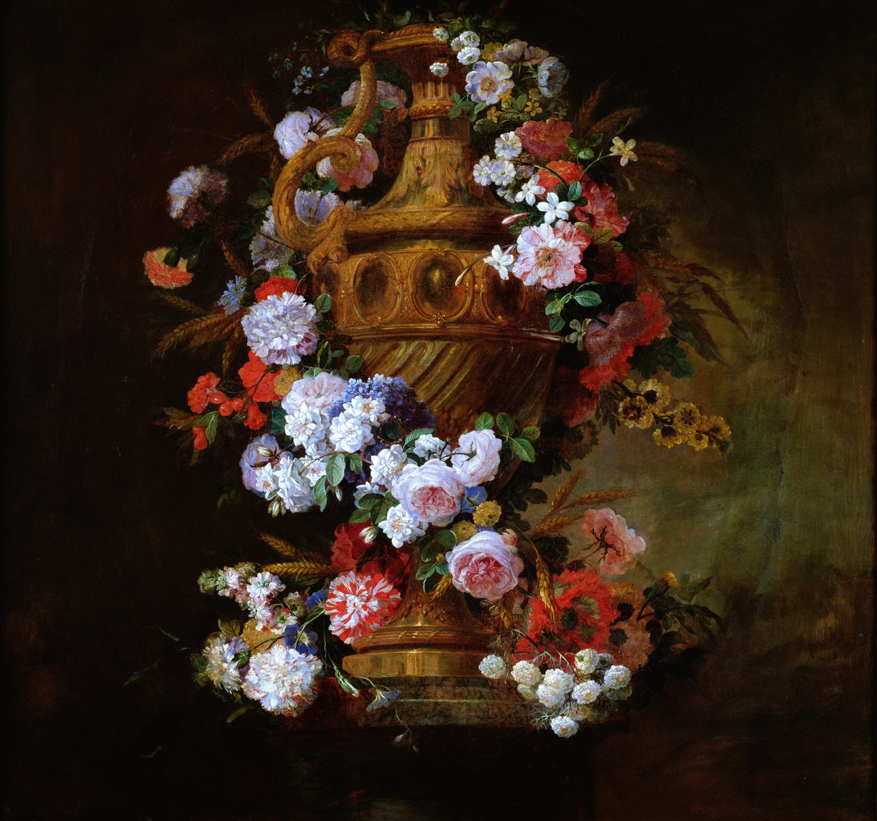 Vase omgivet af en krans af blomster af Jean Baptiste Belin de Fontenay