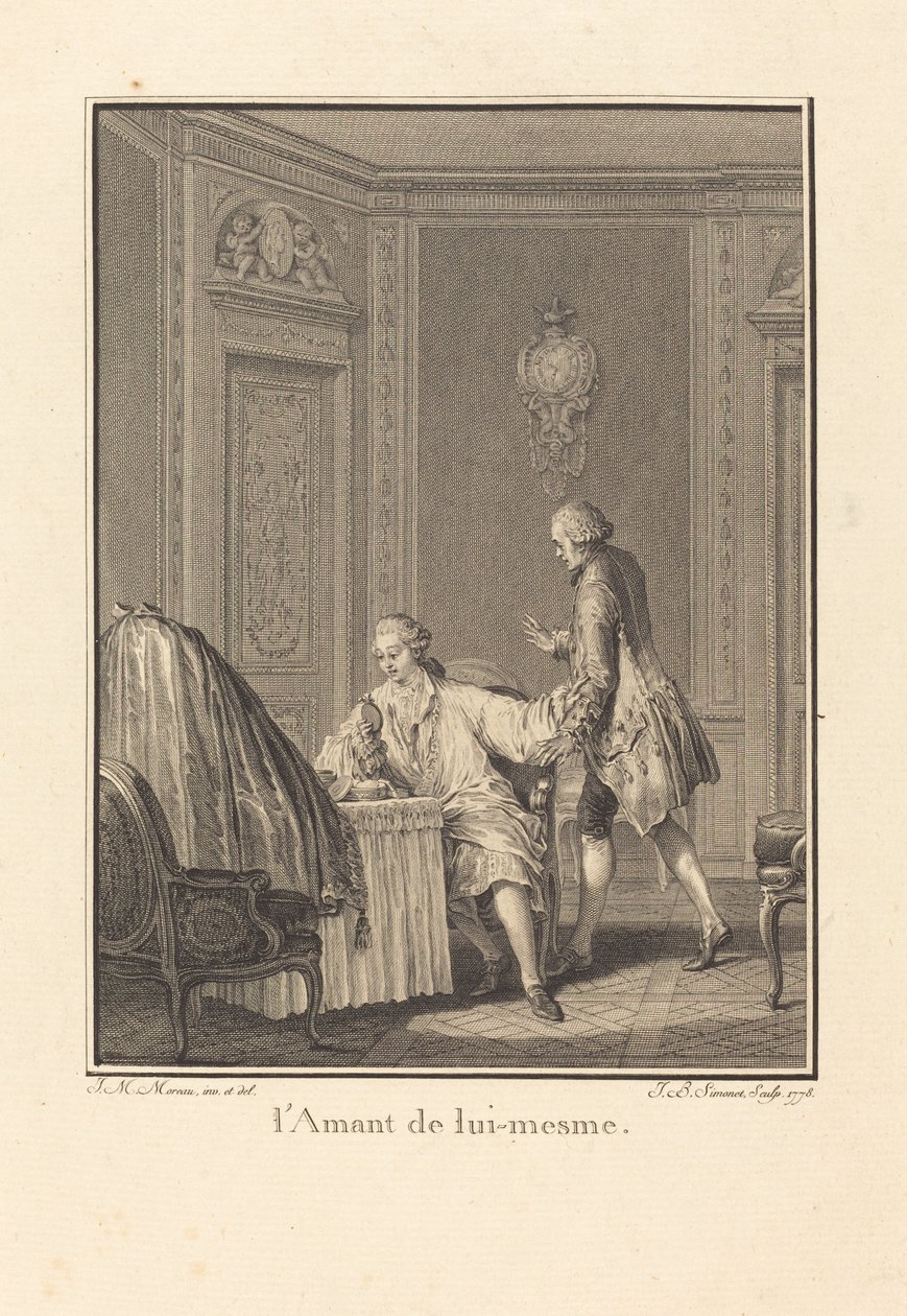 Elskeren af ​​sig selv af Jean Baptiste Blaise Simonet after Jean Michel Moreau