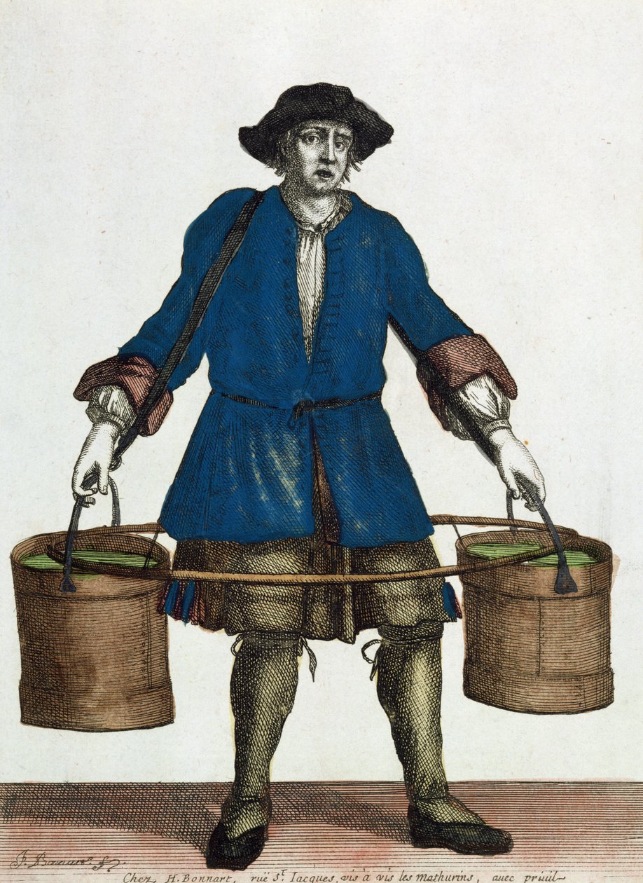 The Water Carrier, slutningen af 1700-tallet (farvegravering) af Jean Baptiste Bonnart