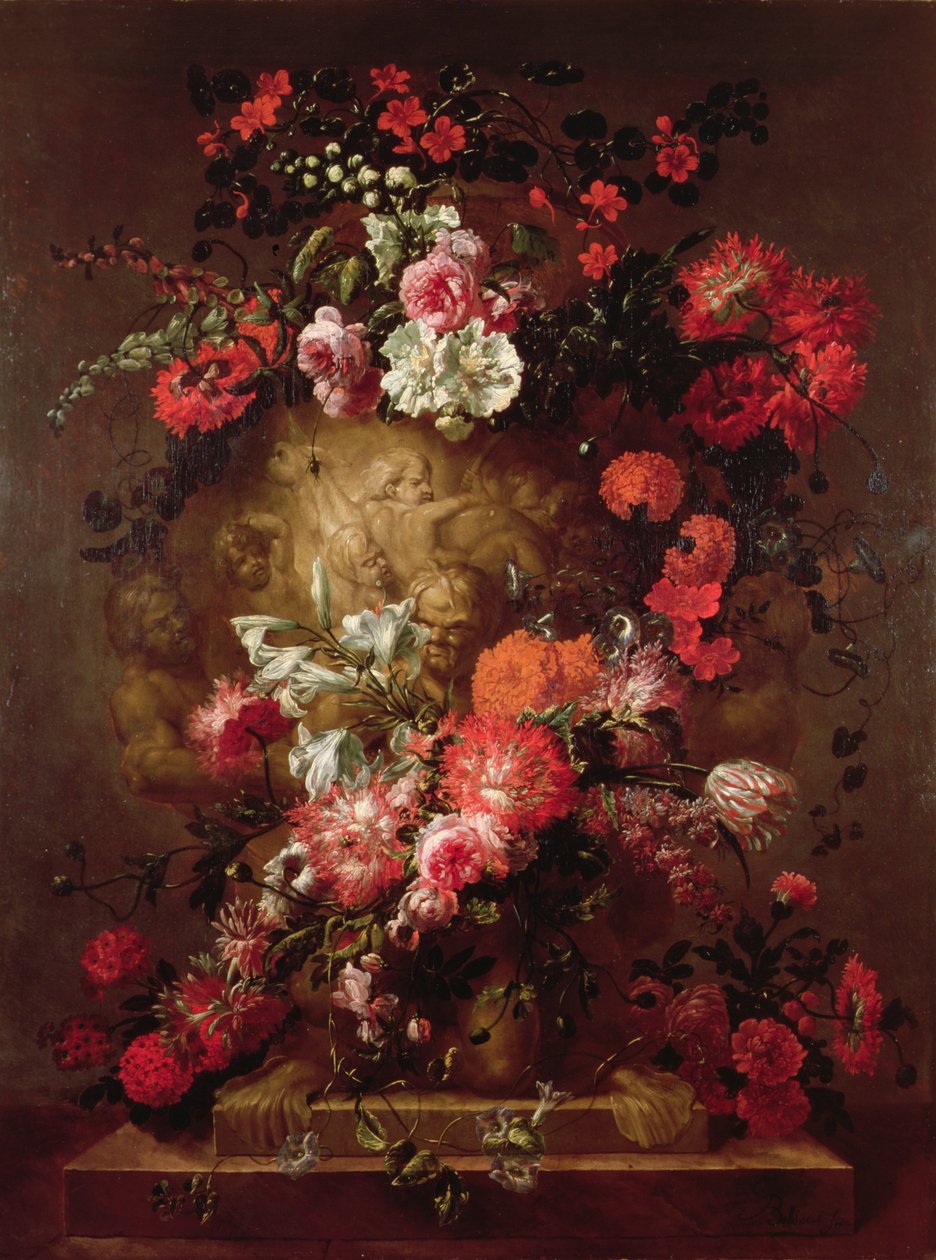 Blomster rundt om en kæmpe urne af Jean Baptiste Bosschaert