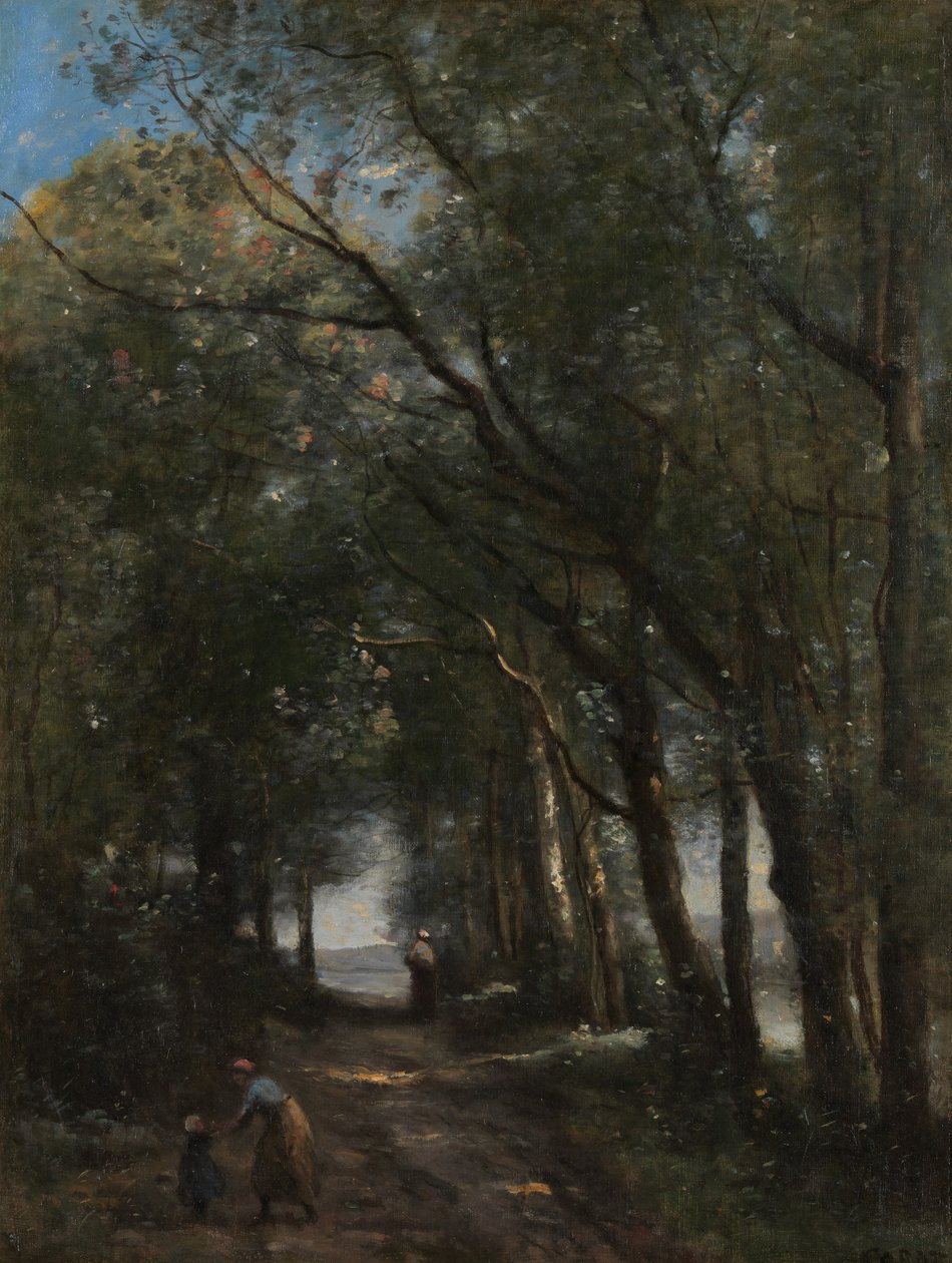 En bane gennem træerne, ca. 1870-73. af Jean Baptiste Camille Corot
