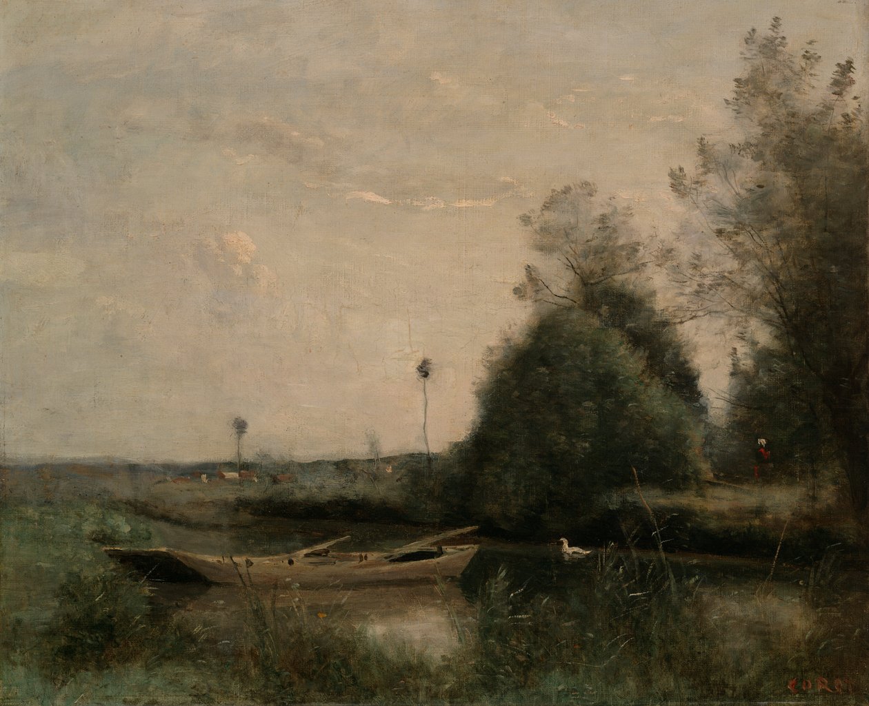 En Dam i Mortain af Jean Baptiste Camille Corot