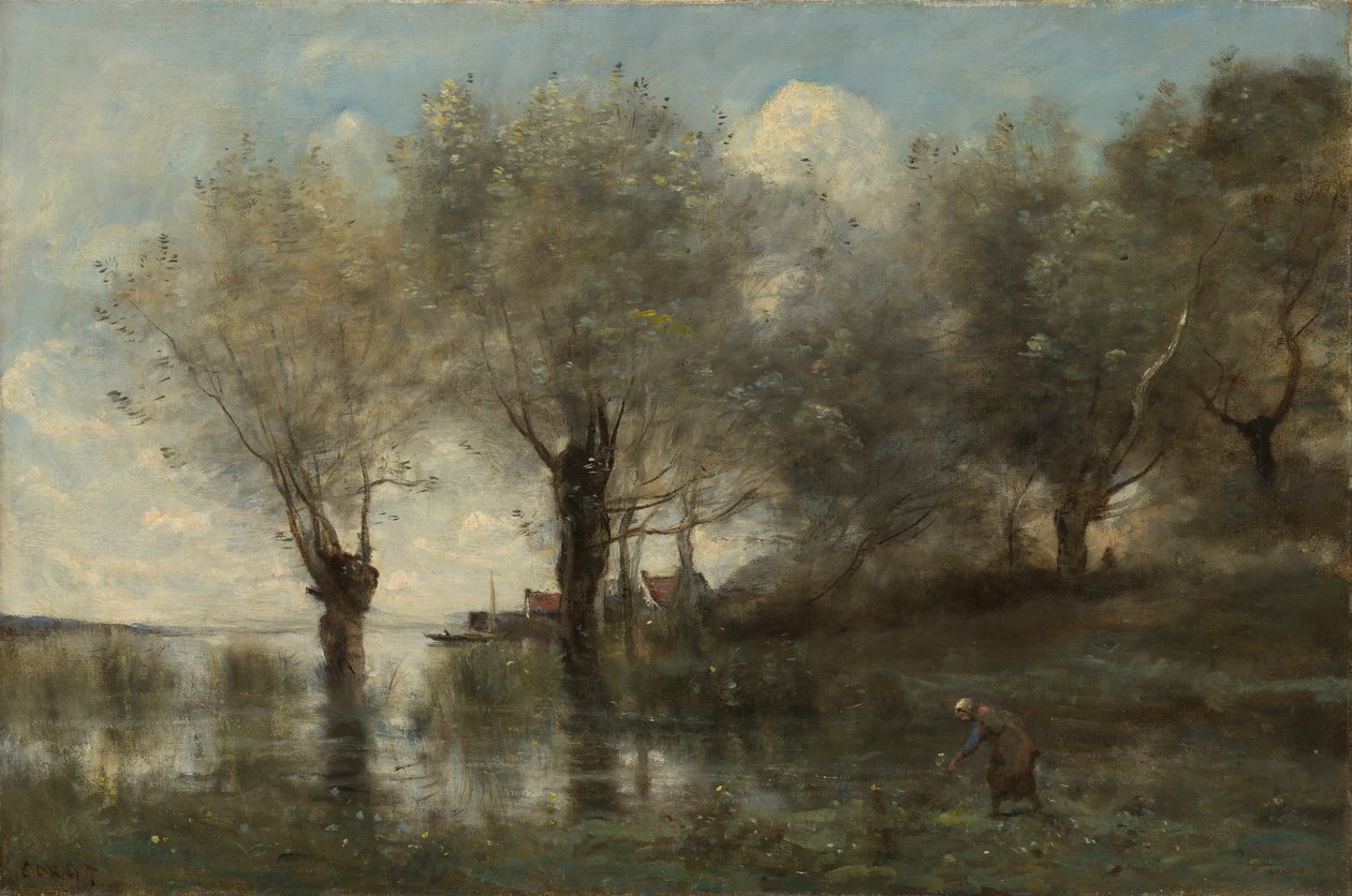 En dam i Picardie, ca. 1867. af Jean Baptiste Camille Corot