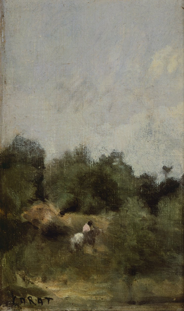 En rytter på landet, af Jean-Baptiste-Camille Corot (1796-1875). af Jean Baptiste Camille Corot