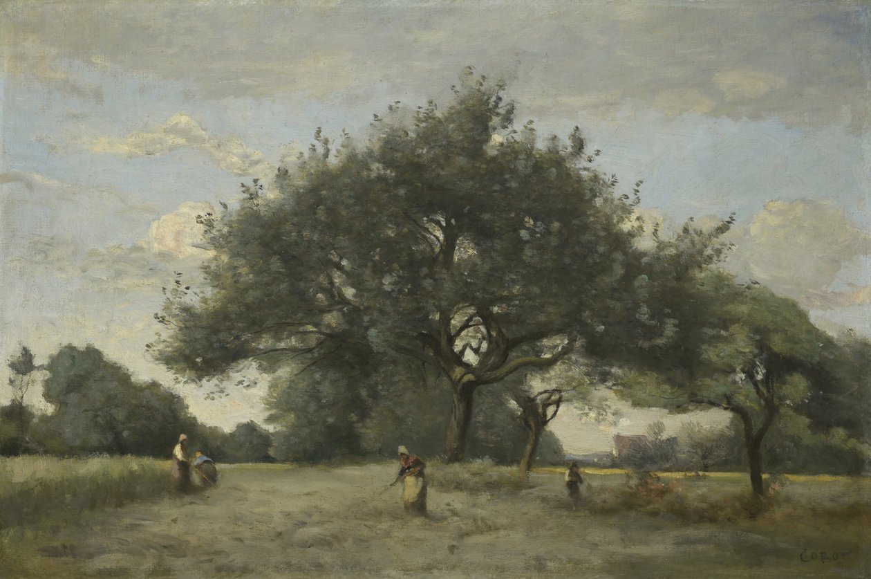 Æbletræer på en mark, c.1865?-70 af Jean Baptiste Camille Corot