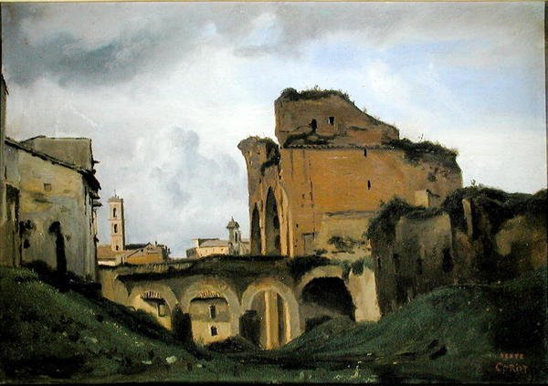 Basilica of Constantine, ca. 1826-27 (olie på lærred) af Jean Baptiste Camille Corot