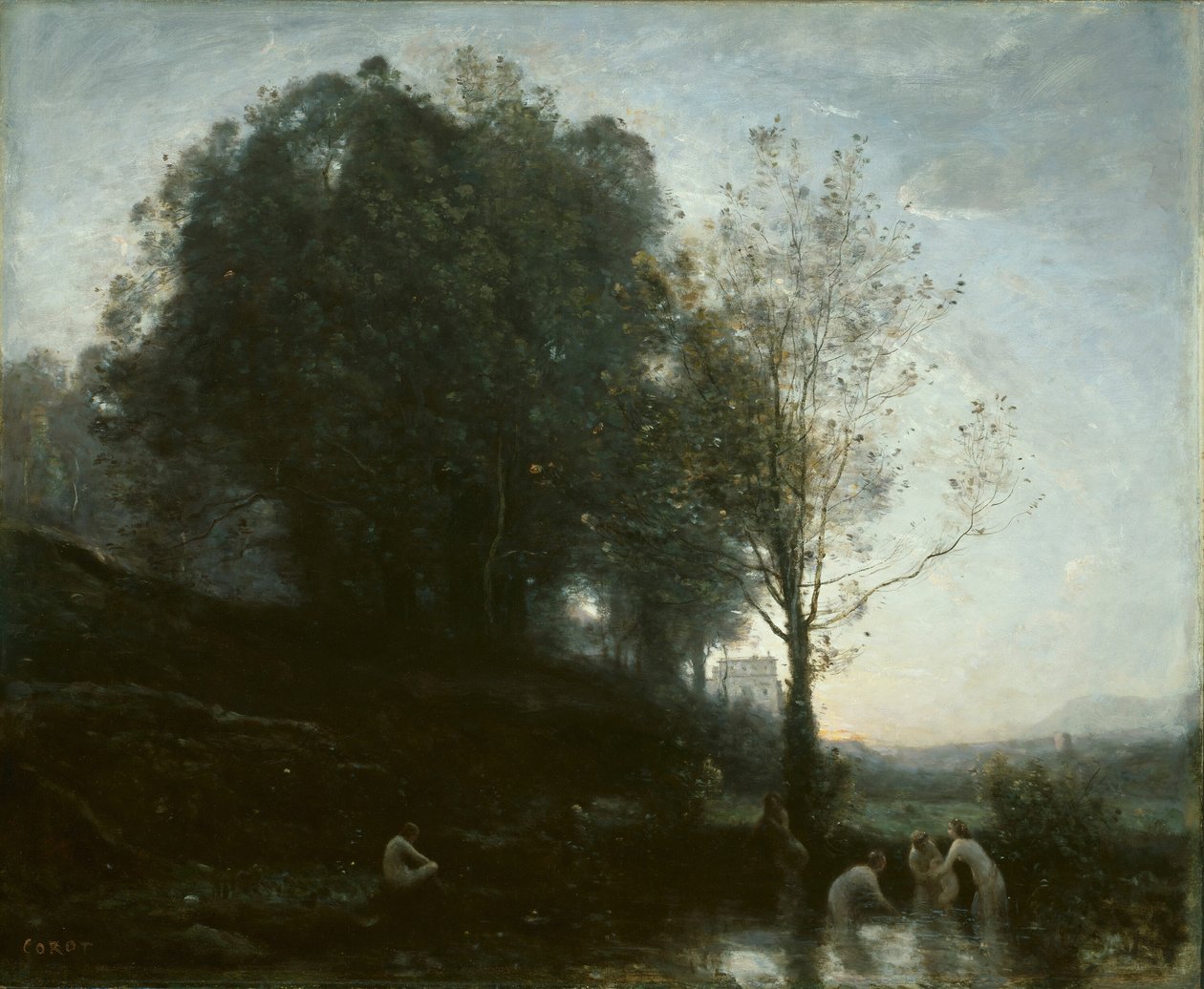 Badende nymfer og barn, 185560. af Jean Baptiste Camille Corot