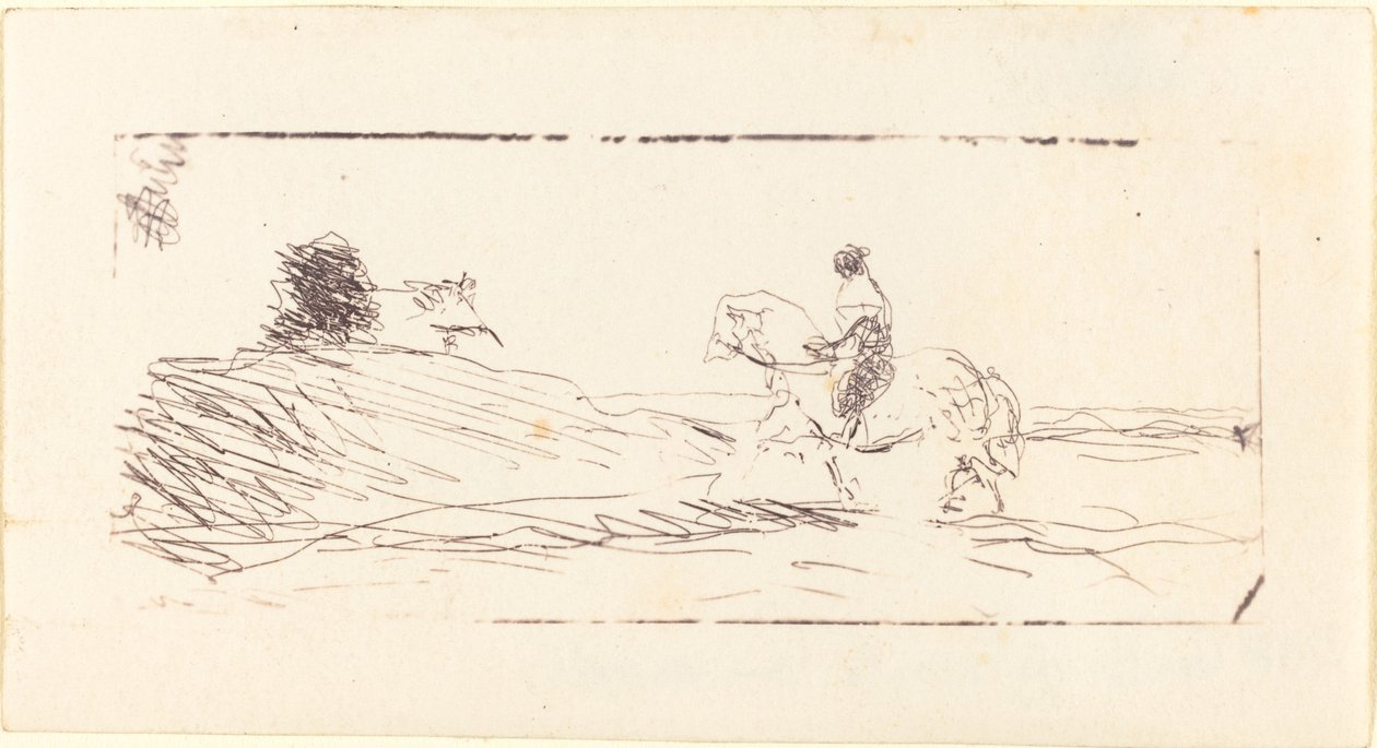 Carte-de-visit med rytter La Carte de visite au cavalier, 1853. af Jean Baptiste Camille Corot