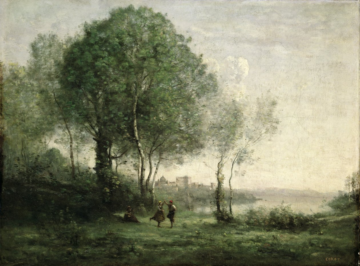 Castel Gandolfo, dansende tyrolske fårehyrder af Jean Baptiste Camille Corot