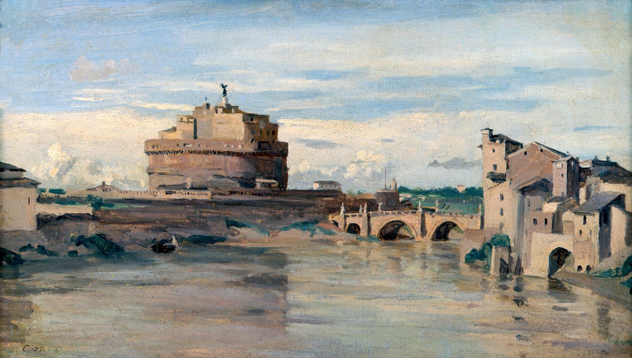 Castel Sant Angelo og floden Tiberen, Rom, c1816-1875 af Jean Baptiste Camille Corot