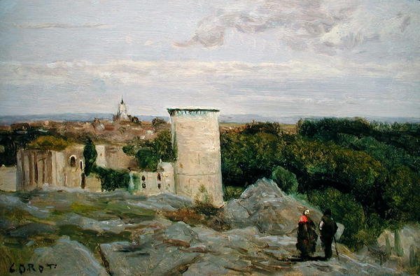 Slottet i Falaise, ca. 1846 (olie på lærred) af Jean Baptiste Camille Corot