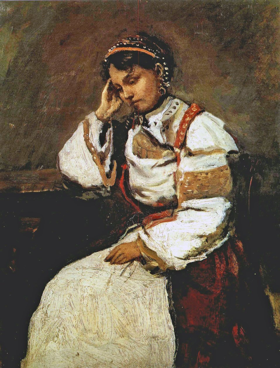 Corot - Den drømmende sigøjnerkvinde, 1865-70 af Jean Baptiste Camille Corot