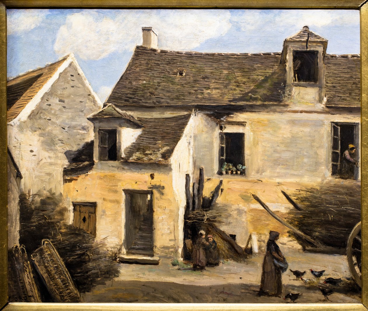 Gårdspladsen til et hus nær Paris af Jean Baptiste Camille Corot