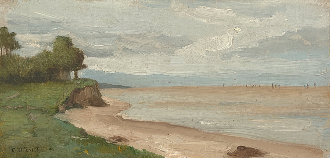 Stranden ved Etretat. Omkring 1872 af Jean Baptiste Camille Corot
