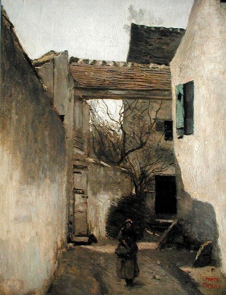Ecouen, Corner of the Village, ca. 1870 (olie på lærred) af Jean Baptiste Camille Corot