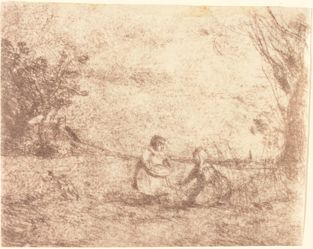 Gårdbørn af Jean Baptiste Camille Corot