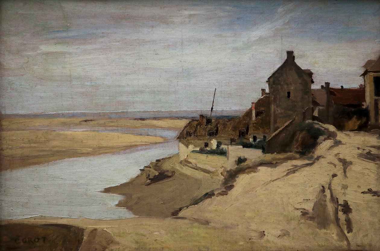 Kalastajien talot Trouvillessa af Jean Baptiste Camille Corot