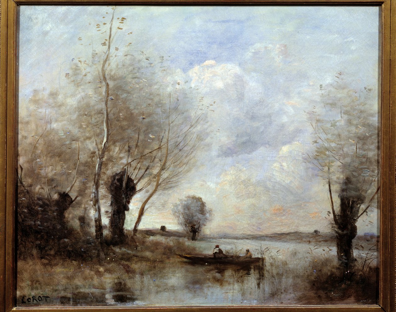 Fiskeri i en båd med pilene Maleri af Camille Corot (1796-1875) Reims 1800-tallet, Musee des Beaux Arts af Jean Baptiste Camille Corot
