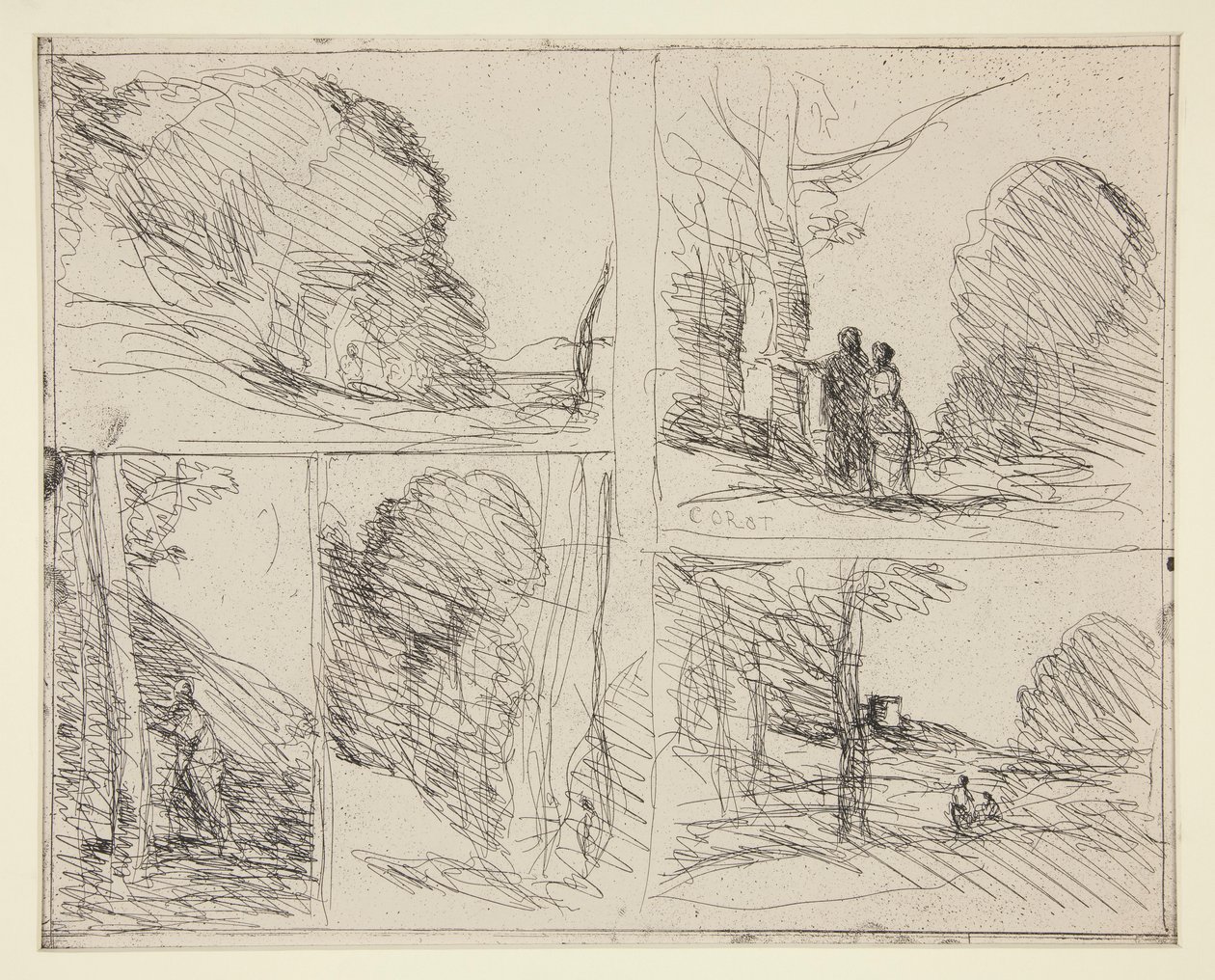 Fem skitser: 1. Le Jardin de P?ricl?s (Perikles Have) 2. L af Jean Baptiste Camille Corot