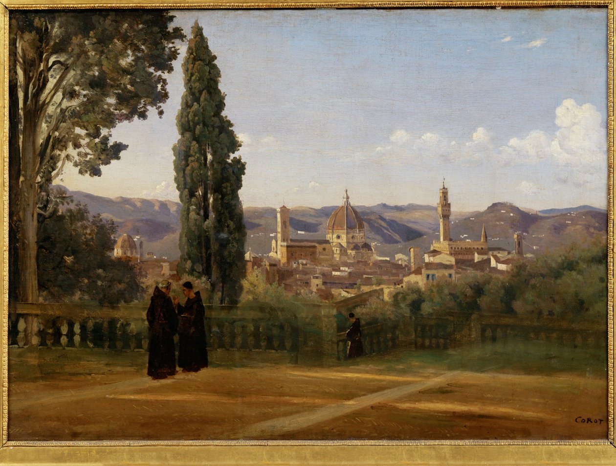 Firenze, udsigt fra Boboli-haverne - Firenze, set ... af Jean Baptiste Camille Corot
