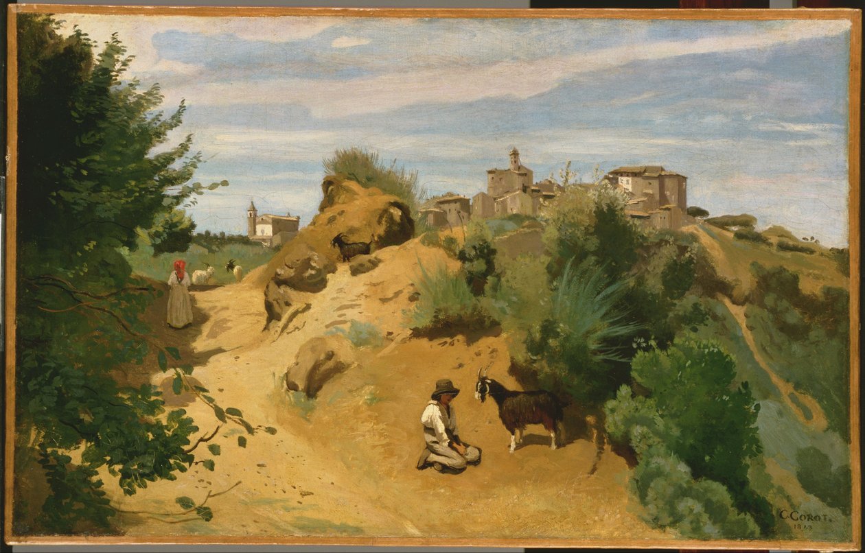 Fransk: Genzano Genzano af Jean Baptiste Camille Corot