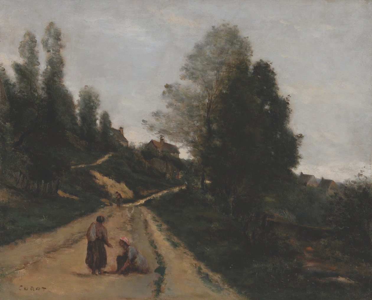 Fransk: Gouvieux, près Chantilly. Sti opad af Jean Baptiste Camille Corot