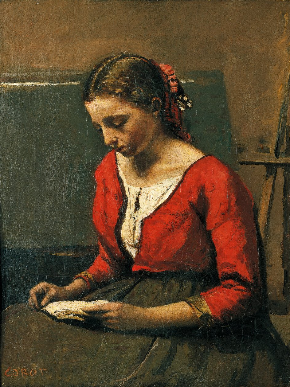 Pige læser, af Jean-Baptiste-Camille Corot (1796-1875) af Jean Baptiste Camille Corot