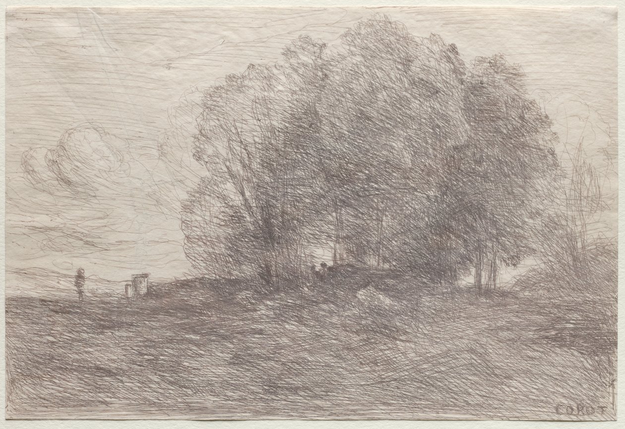 Gruppe af træer af Jean Baptiste Camille Corot
