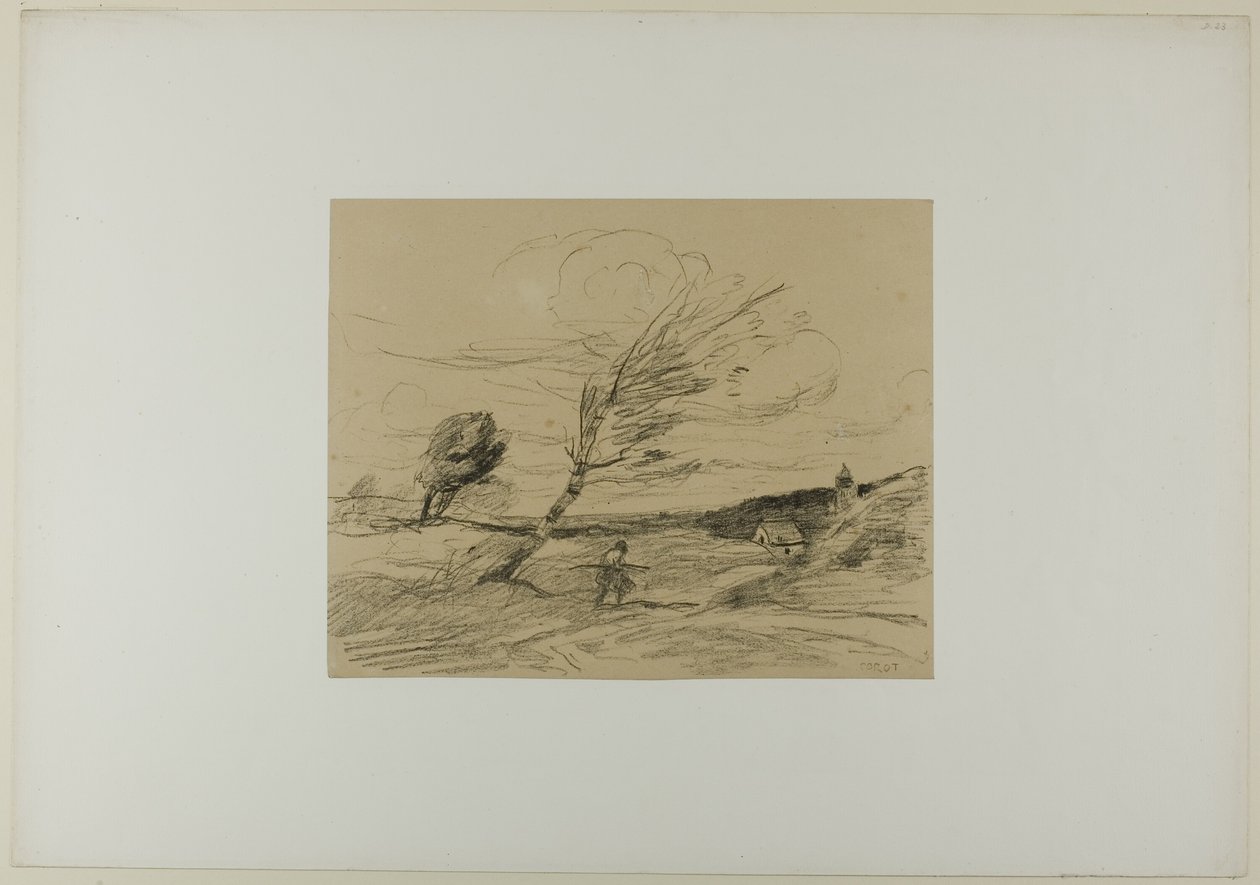 Vindstød af Jean Baptiste Camille Corot