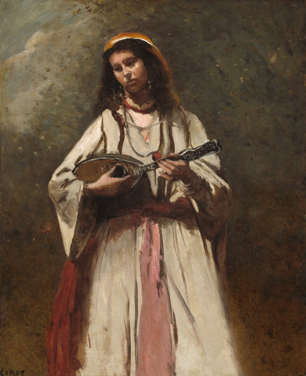 Sigøjnerkvinde med mandolin af Jean Baptiste Camille Corot