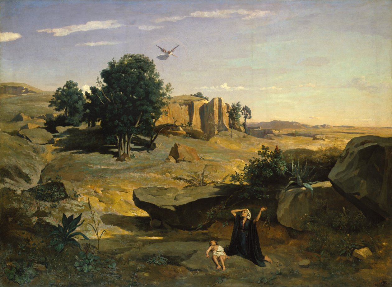 Hagar i ørkenen, 1835. af Jean Baptiste Camille Corot