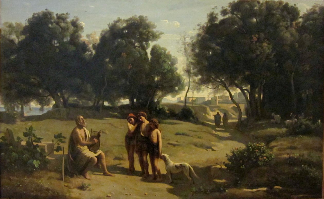 Homer og hyrderne af Jean Baptiste Camille Corot