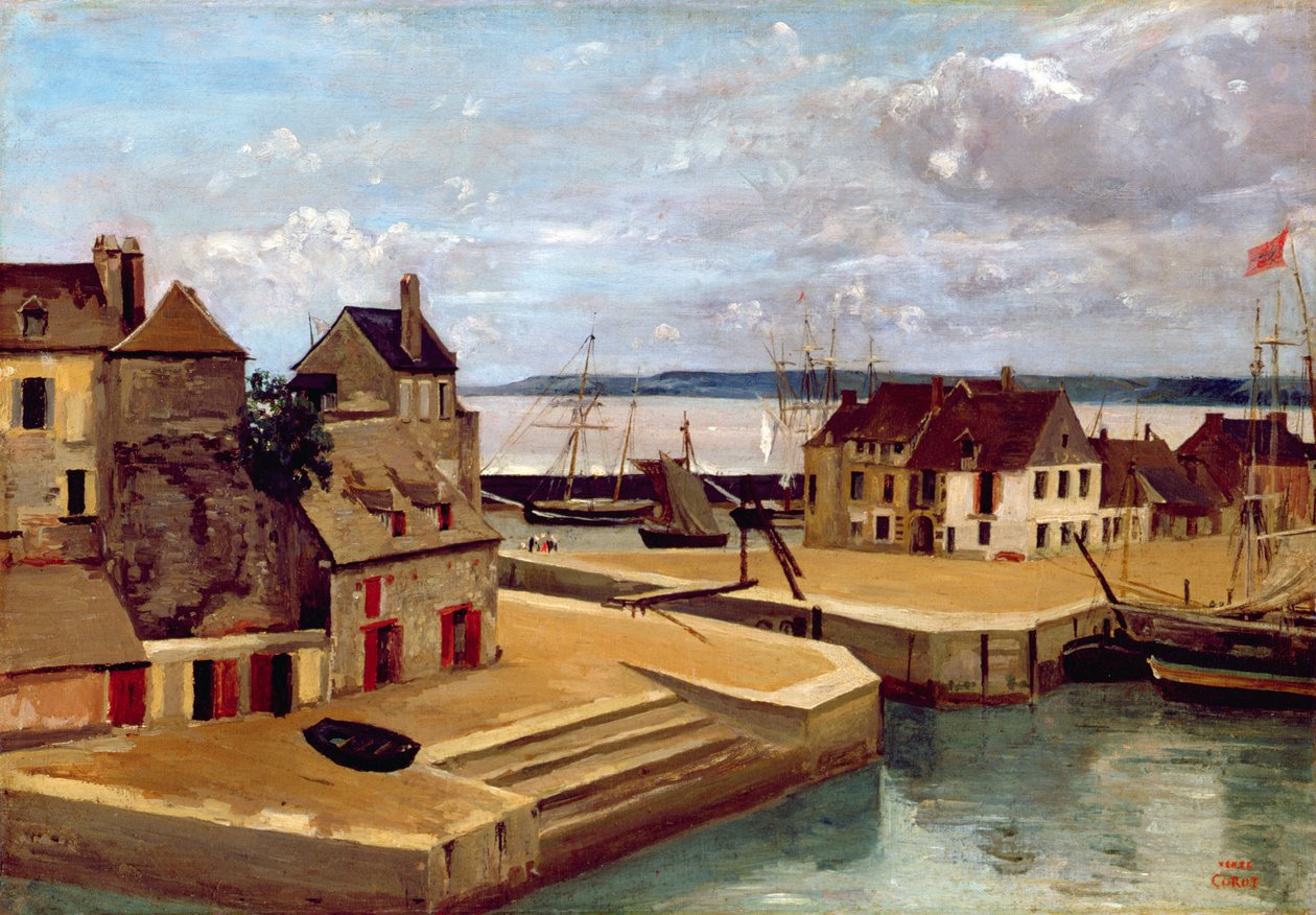 Honfleur, Huse på kajen, 1830 af Jean Baptiste Camille Corot
