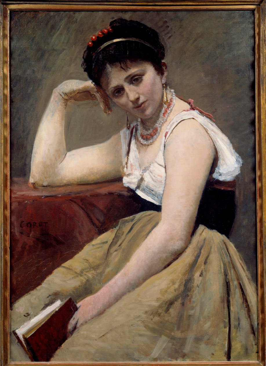 Lukeminen keskeytetty af Jean Baptiste Camille Corot