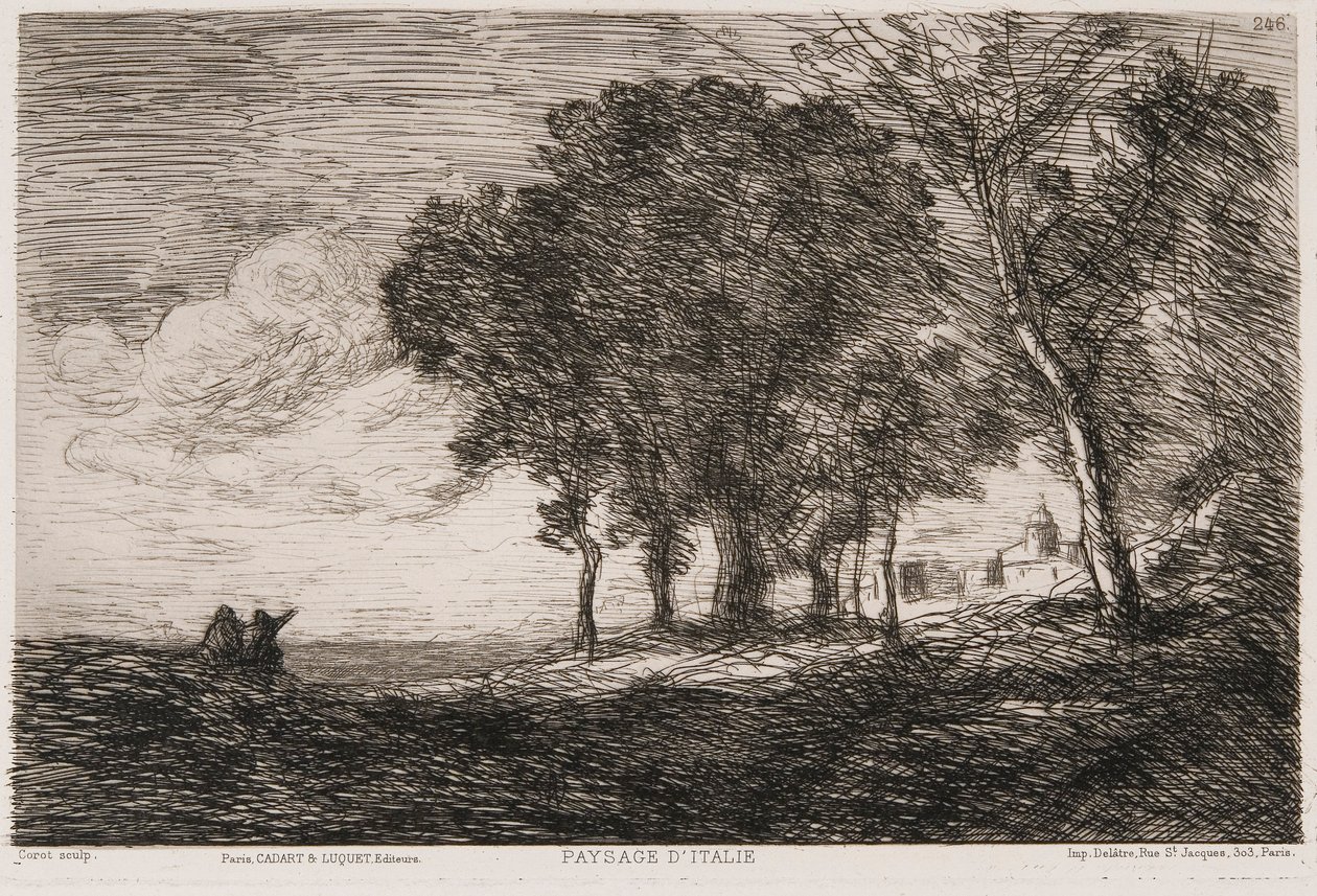 Italiensk Landskab, c1865. af Jean Baptiste Camille Corot
