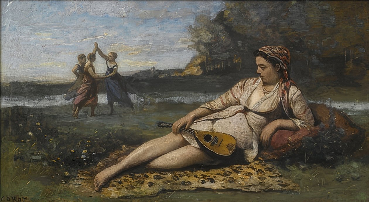 Unge kvinder fra Sparta (Jeunes filles de Sparte). Omkring 1868-70 af Jean Baptiste Camille Corot