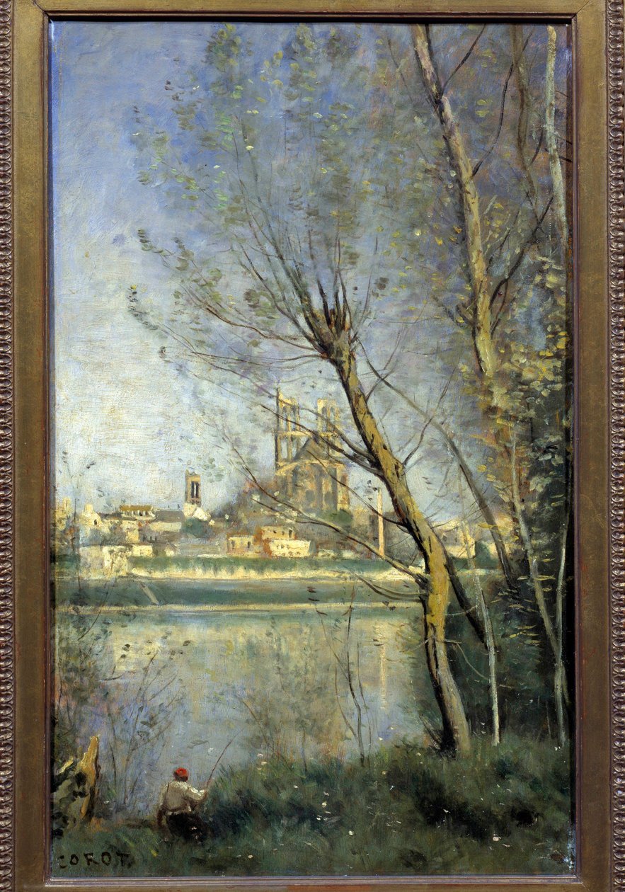 Katedralen i Mantes (Mantes-la-Jolie Yvelines) Maleri af Camille Corot (1796-1875) 1865 Søn. 0,5x0,31 m Reims, Museum for Skønne Kunster af Jean Baptiste Camille Corot