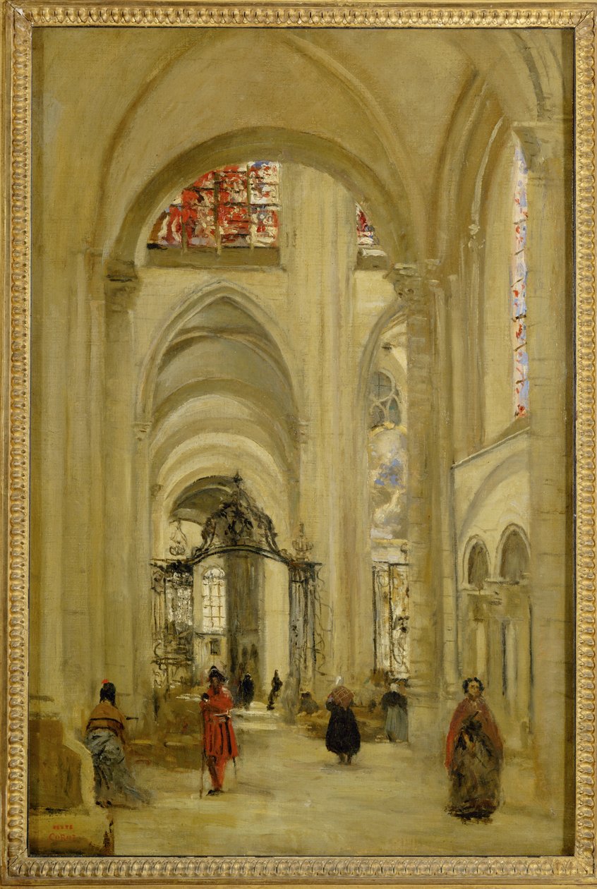 Katedralen i Sens, set indefra ... af Jean Baptiste Camille Corot