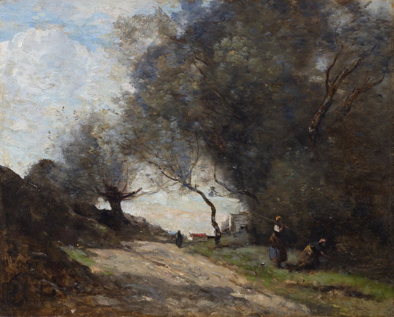 Plukning i vejkanten af Jean Baptiste Camille Corot