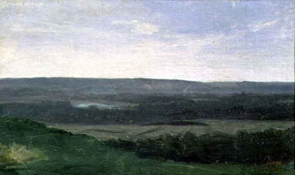 Landskab med fjerne bjerge, c.1840-45 af Jean Baptiste Camille Corot
