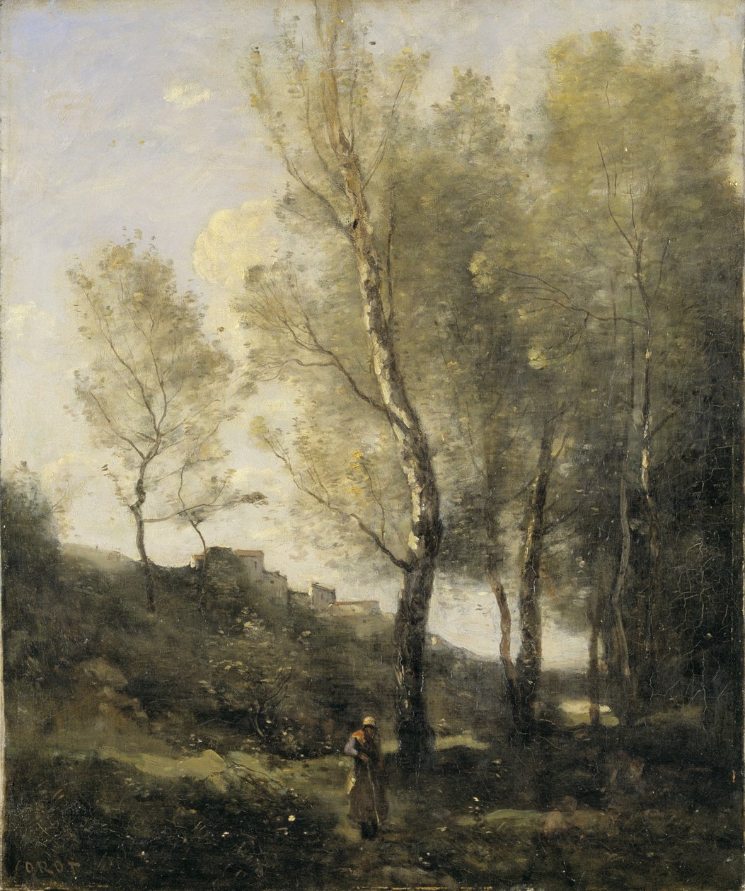 Landskab med poppel af Jean Baptiste Camille Corot