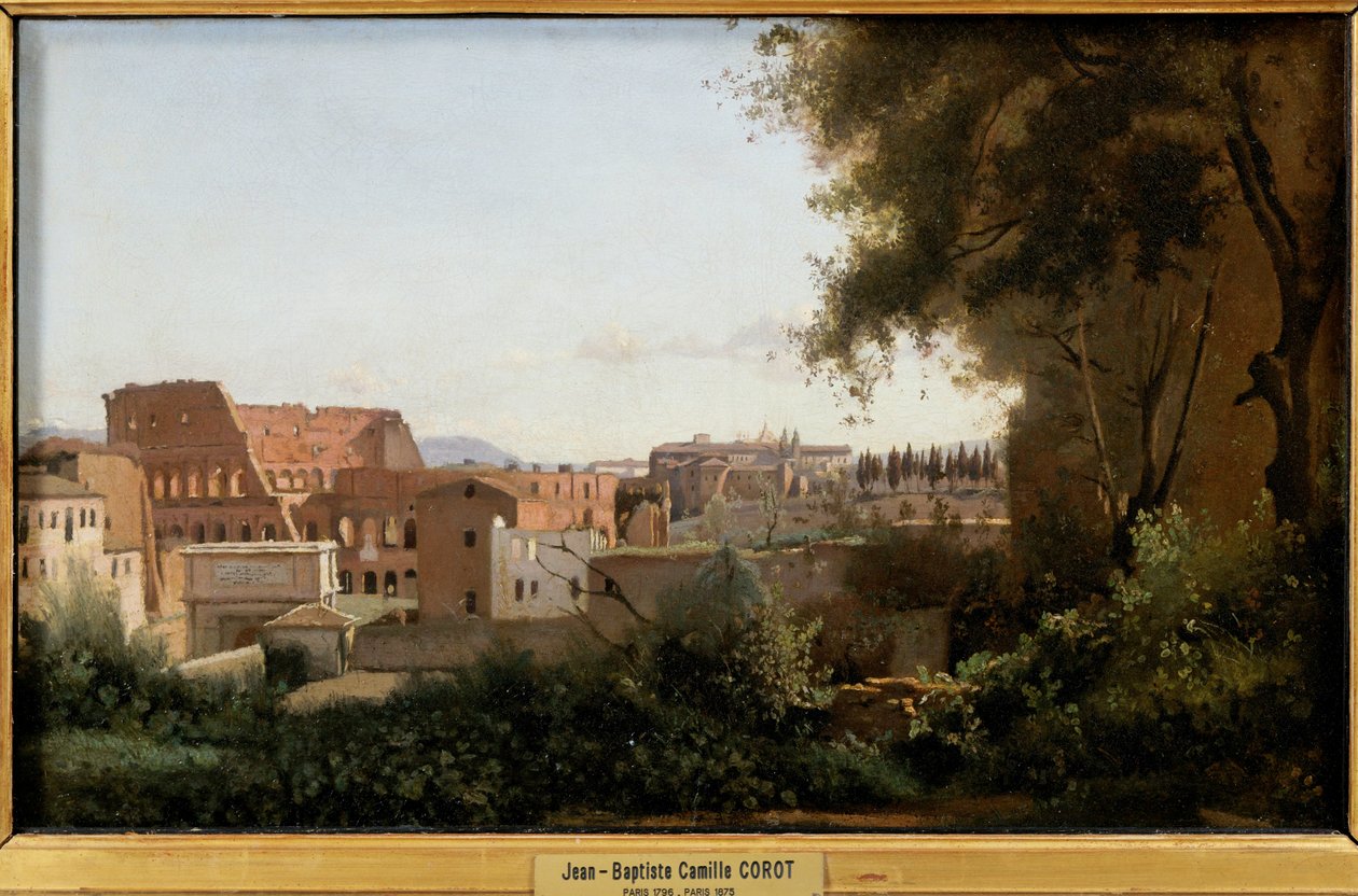 Le Colisee vu des jardins Farnese - Collosseum set fra Farnese-haverne ... af Jean Baptiste Camille Corot