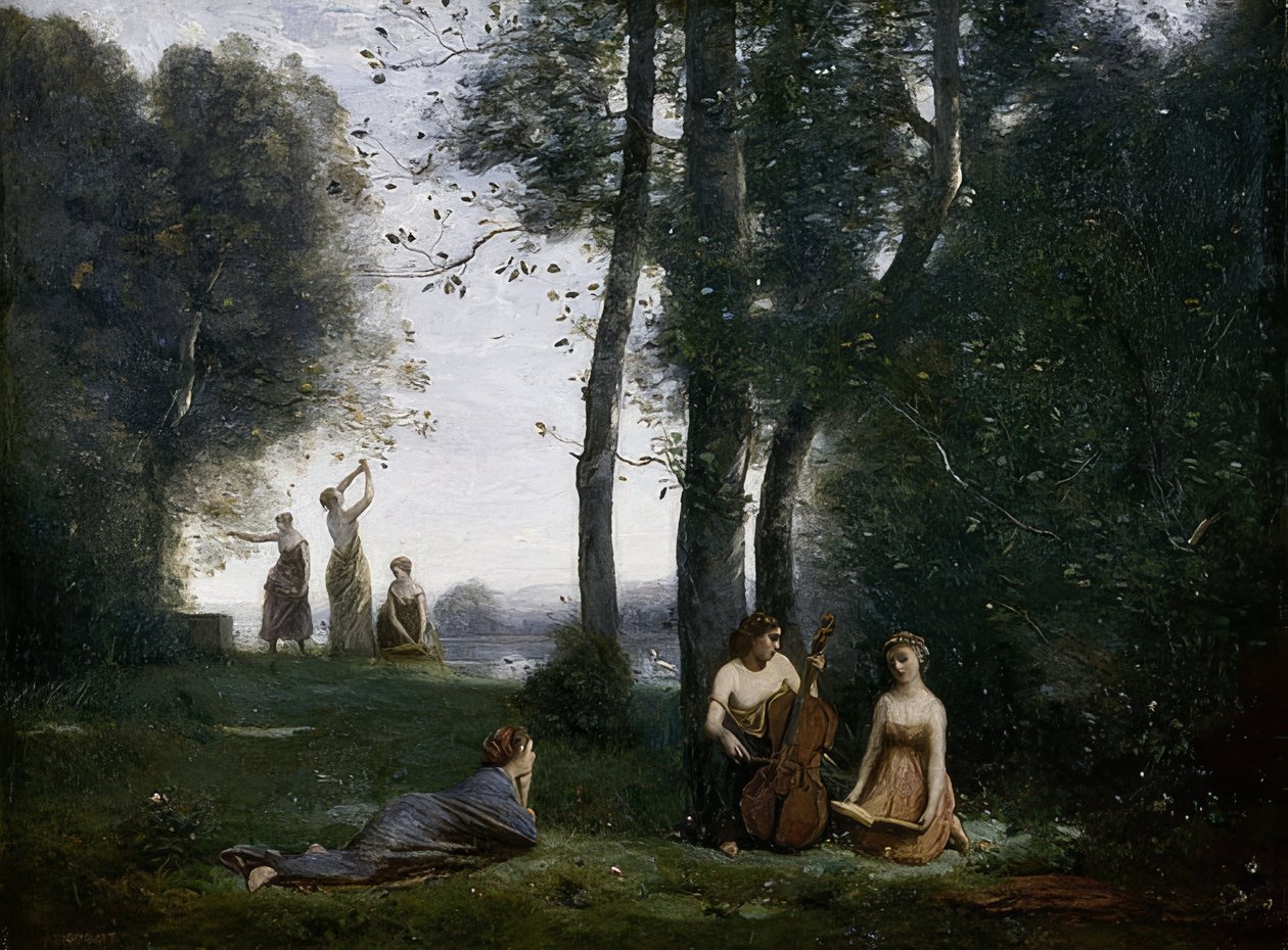 Le Concert Champêtre (Landdistriktskoncert). Omkring 1857-58 af Jean Baptiste Camille Corot