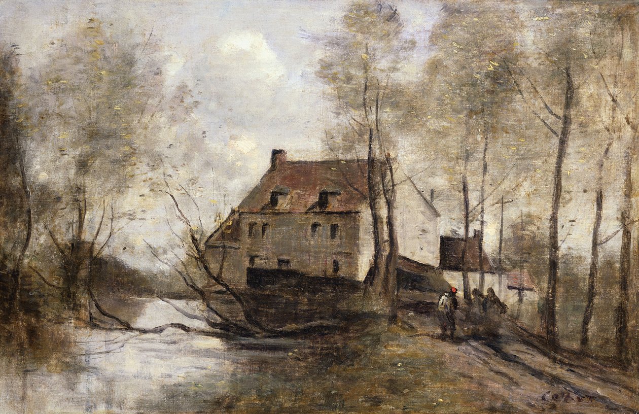 Le Moulin Brule, Planque, nær Douai af Jean Baptiste Camille Corot