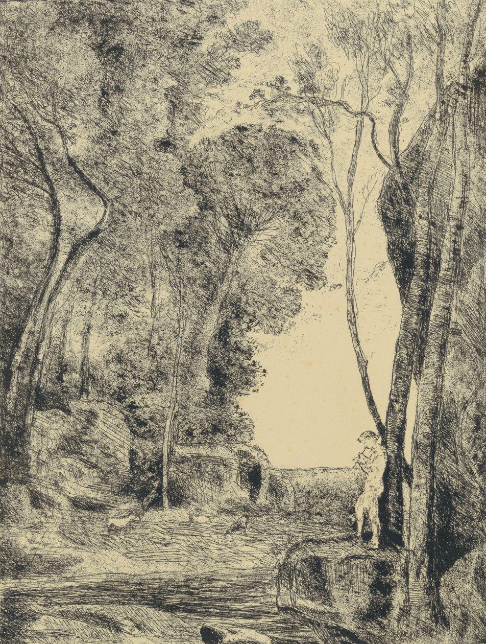 Den lille hyrde, 1. panel af Jean Baptiste Camille Corot