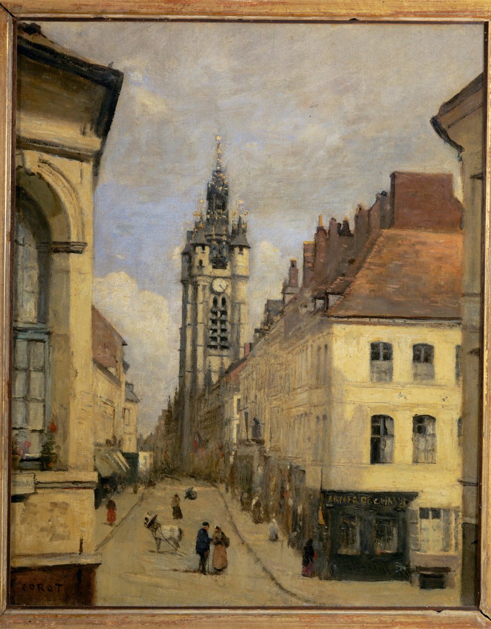 Klokketårnet i Douai ... af Jean Baptiste Camille Corot