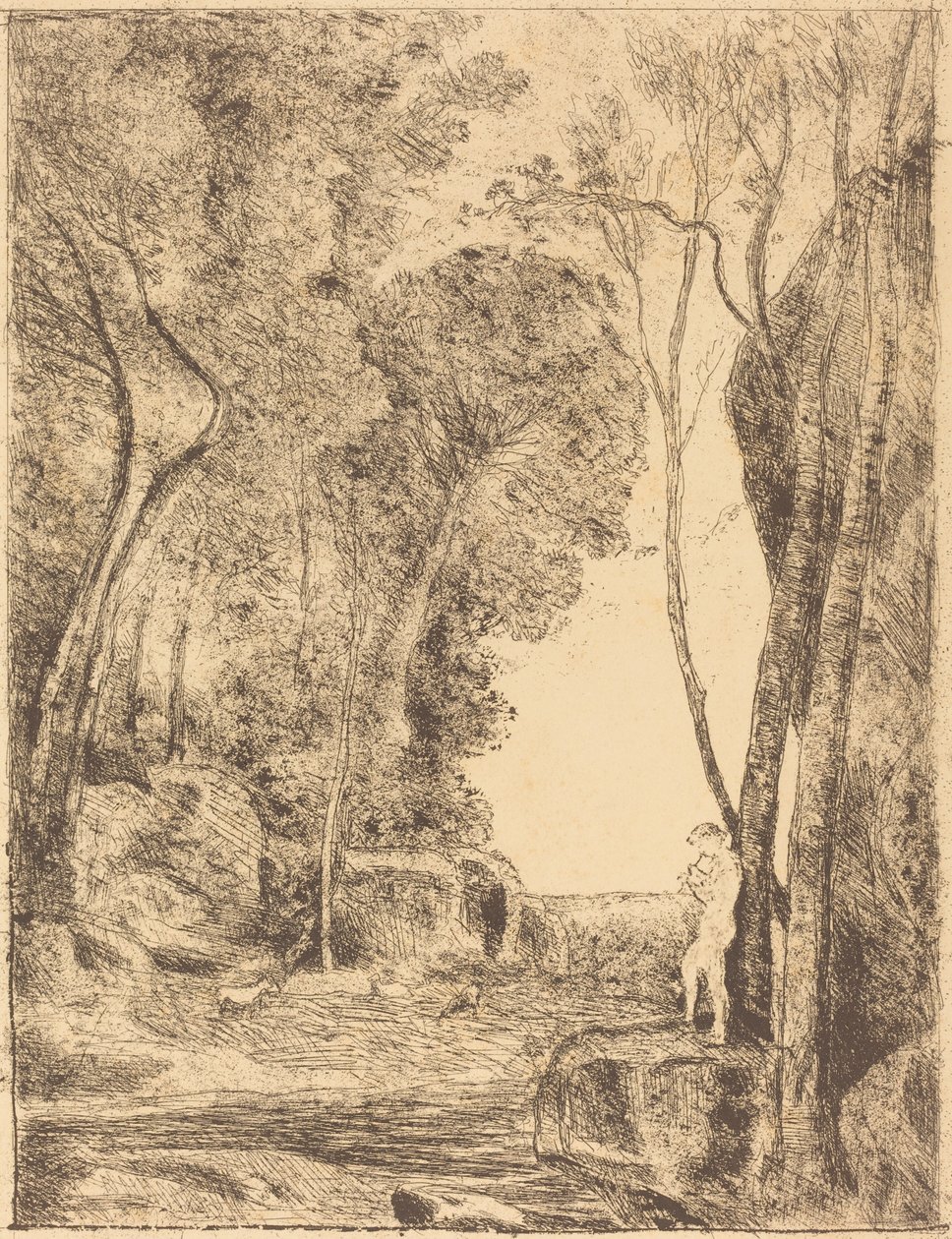 Lille hyrde, 1. plade (Le Petit Berger) af Jean Baptiste Camille Corot